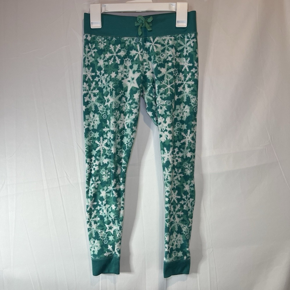 American Girl Green Pajama Pants Girls Sz M 10 Snow Flake Velour Pjs Lounge